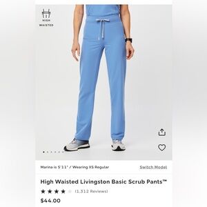 Figs High Waisted Livingston Basic Scrub Pants Ceil Blue